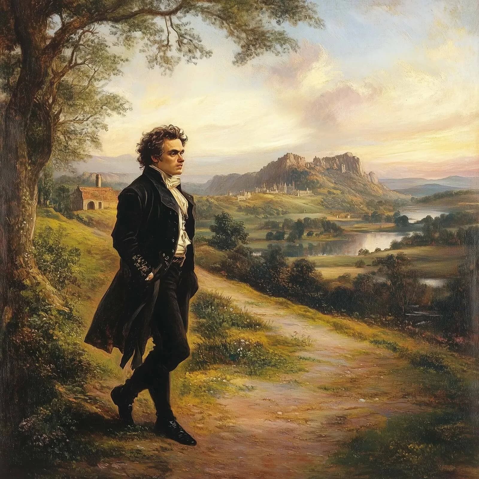 Beethoven walking in countryside